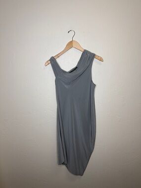 AllSaints Grey Asymmetric Draped One-Shoulder Dress